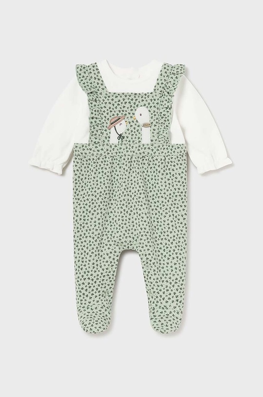 Detský bavlnený overal Mayoral Newborn Pre bábätká zelená 2605.2G.Newborn.9BYH