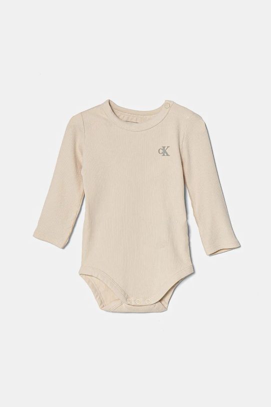 Chłopiec Calvin Klein Jeans body niemowlęce 2-pack IN0IN00245.9BYH beżowy