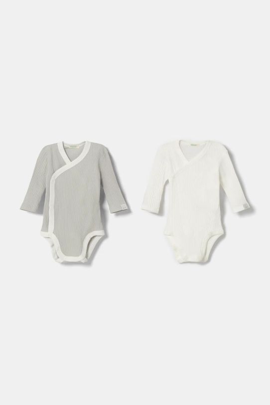 Pamučni bodi za bebe United Colors of Benetton 2-pack 2-pack siva 3FMG0B00Q.W.Seasonal