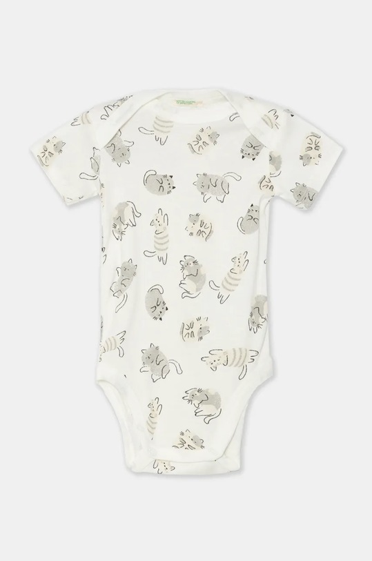 Dječaci Pamučni bodi za bebe United Colors of Benetton 2-pack 3GI70B00S.W.Seasonal bijela