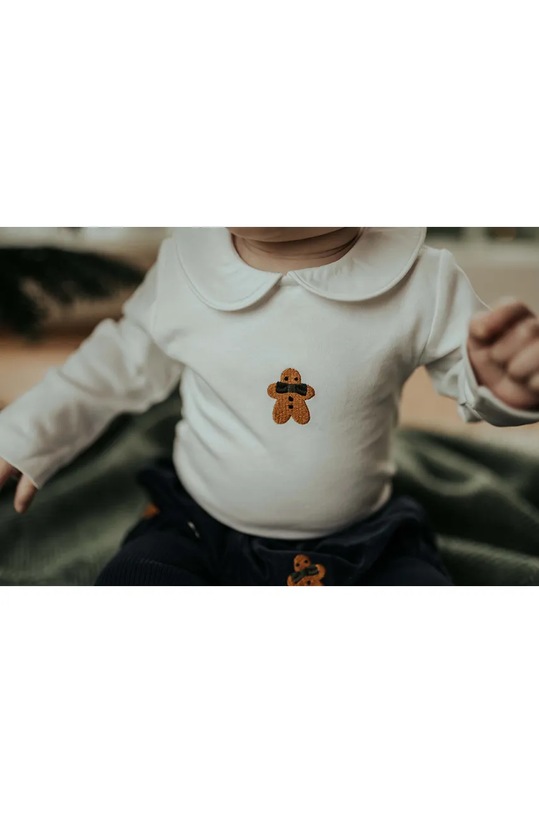 Donsje body bawełniane niemowlęce Kris Bodysuit Gingerbread 3034001 biały