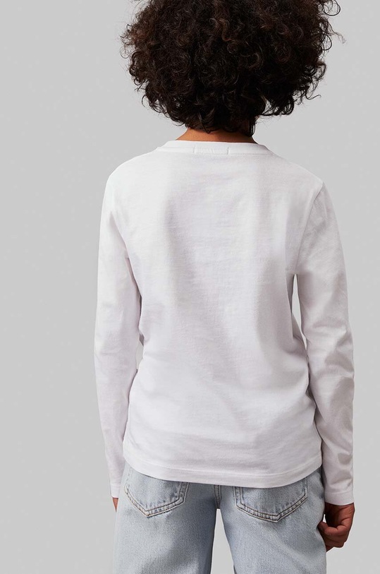 Chłopiec Calvin Klein Jeans longsleeve bawełniany dziecięcy IB0IB02166.9BYH.104.116 biały