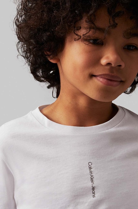 Calvin Klein Jeans longsleeve bawełniany dziecięcy biały IB0IB02166.9BYH.104.116