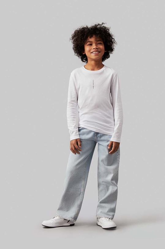 Calvin Klein Jeans longsleeve bawełniany dziecięcy IB0IB02166.9BYH.104.116 biały