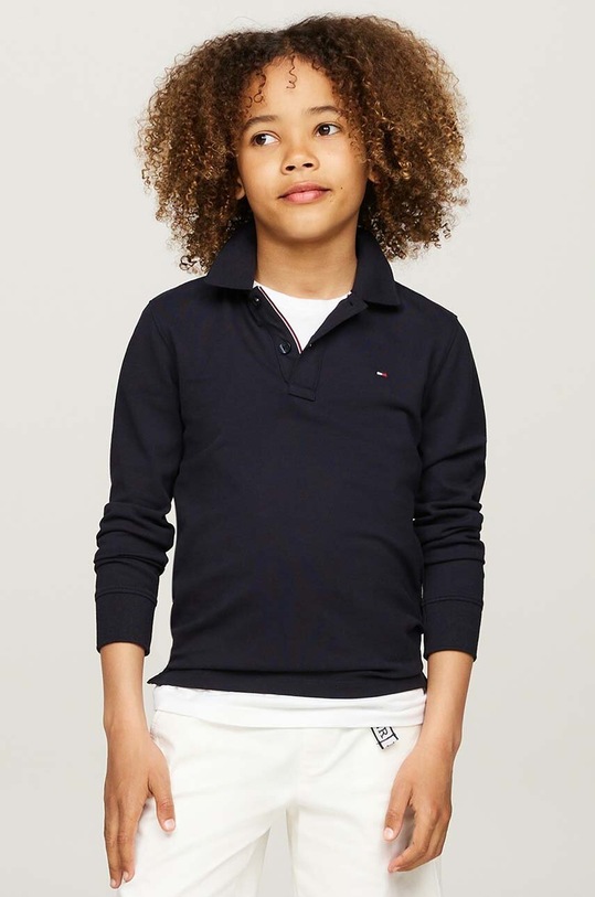 Detské tričko s dlhým rukávom Tommy Hilfiger s elastanom tmavomodrá KB0KB09083.9BYH.128.176