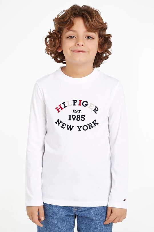 Detská bavlnená košeľa s dlhým rukávom Tommy Hilfiger bavlna biela KB0KB08659.9BYH.128.176