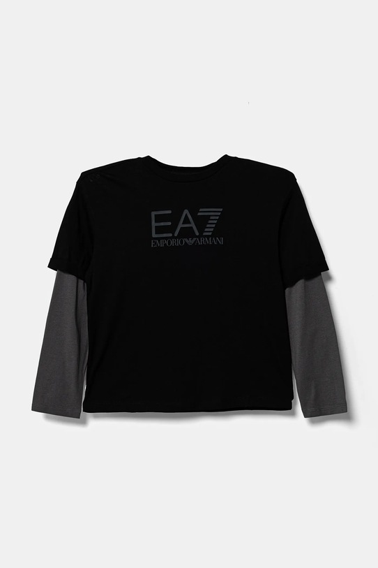 EA7 Emporio Armani longsleeve bawełniany dziecięcy nadruk czarny 6DBT63.BJ02Z