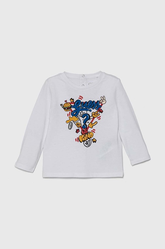 Detské bavlnené tričko s dlhým rukávom Guess bavlna biela I4YI02.K8HM4.9BYH