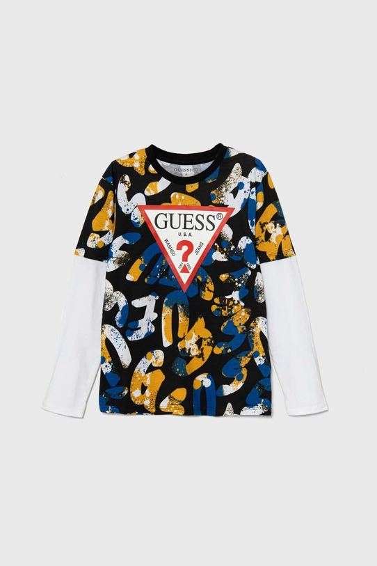 Guess longsleeve din bumbac pentru copii print bleumarin L4YI05.K8HM3.9BYH