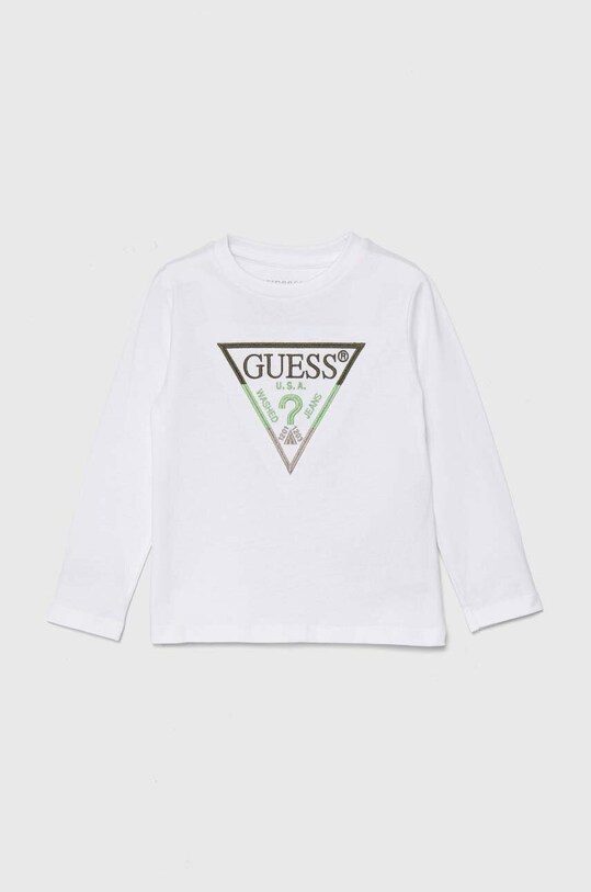 Хлопковый детский лонгслив Guess аппликация белый N4YI36.K8HM4.9BYH