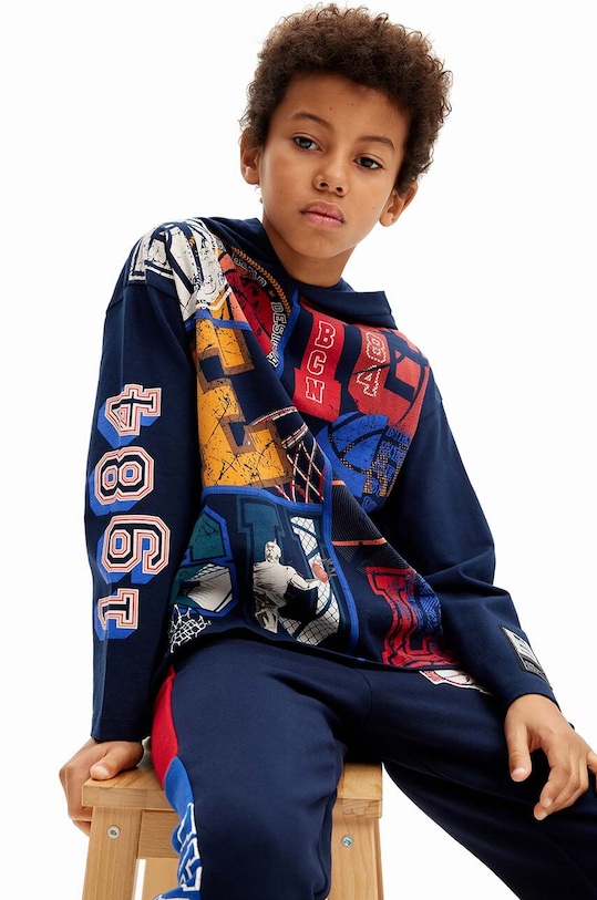 Desigual longsleeve din bumbac pentru copii MICKEY MOUSE 24WBTK11 negru