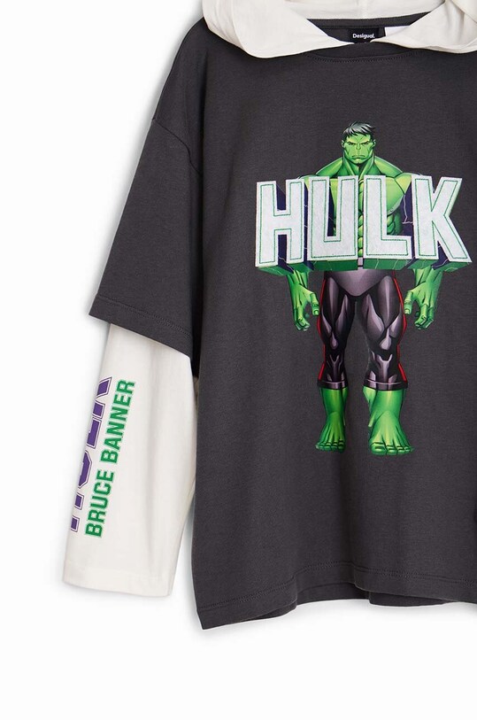 Дитячий бавовняний лонгслів Desigual HULK сірий 24WBTK08