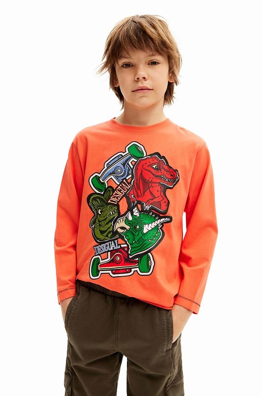 Desigual longsleeve din bumbac pentru copii print portocaliu 24WBTK07