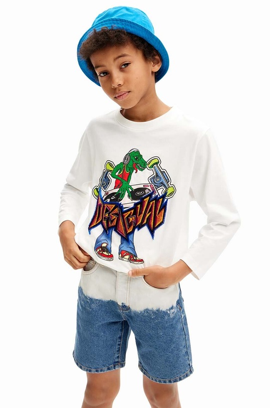Desigual longsleeve din bumbac pentru copii print alb 24WBTK03