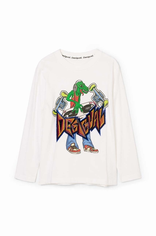 Дитячий бавовняний лонгслів Desigual 24WBTK03 білий AW24
