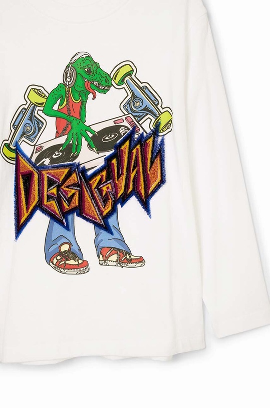 Дитячий бавовняний лонгслів Desigual білий 24WBTK03