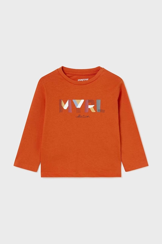 Mayoral longsleeve bawełniany niemowlęcy nadruk pomarańczowy 108.3E.Baby.9BYH