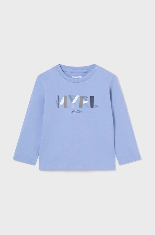 Dětské bavlněné tričko s dlouhým rukávem Mayoral kulatý modrá 108.3E.Baby.9BYH