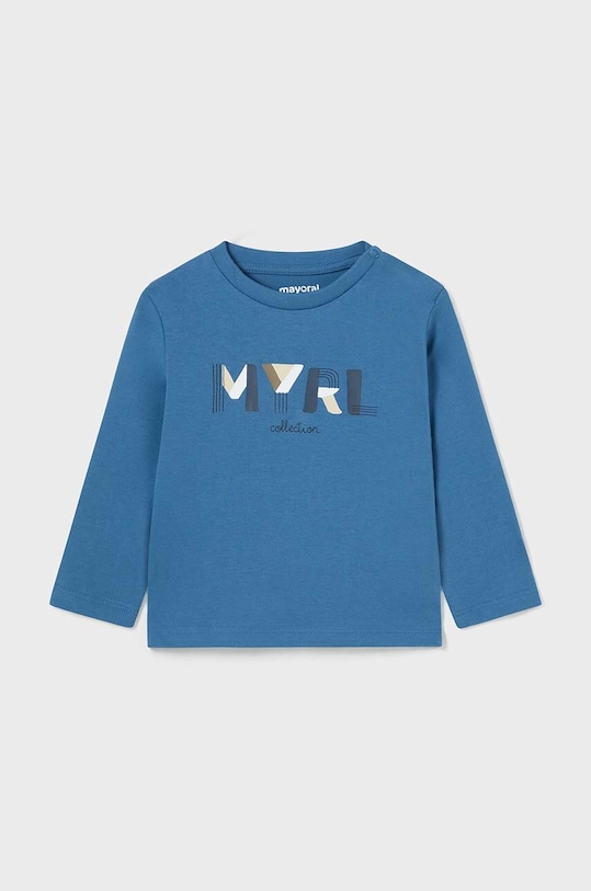 Dětské bavlněné tričko s dlouhým rukávem Mayoral kulatý modrá 108.3E.Baby.9BYH