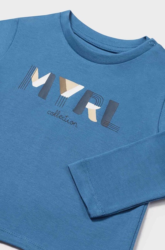 Dětské bavlněné tričko s dlouhým rukávem Mayoral 108.3E.Baby.9BYH modrá AW24