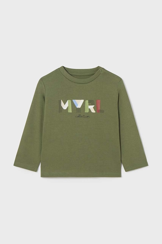 Mayoral longsleeve bawełniany niemowlęcy nadruk zielony 108.3E.Baby.9BYH