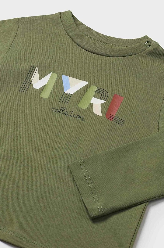 Mayoral longsleeve bawełniany niemowlęcy 108.3E.Baby.9BYH zielony AW24