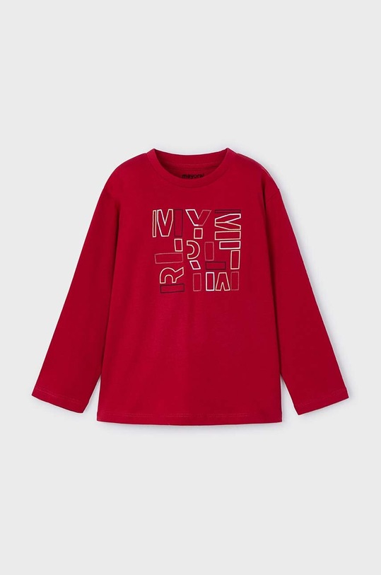 Mayoral longsleeve bawełniany dziecięcy nadruk czerwony 173.5C.Mini.9BYH