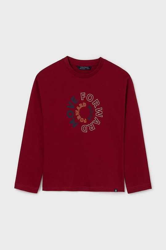 Dětské bavlněné tričko s dlouhým rukávem Mayoral 842.7A.Junior.9BYH burgundské AW24