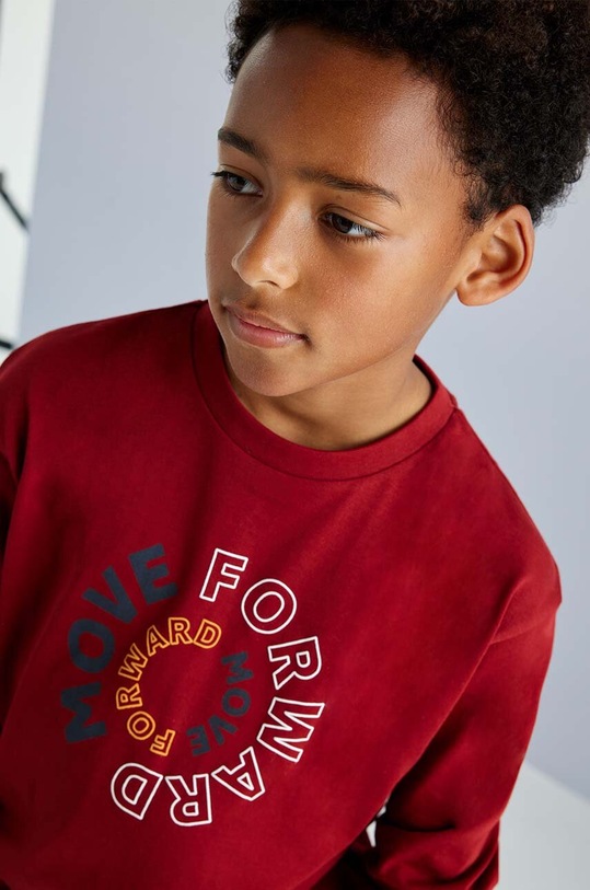Dětské bavlněné tričko s dlouhým rukávem Mayoral burgundské 842.7A.Junior.9BYH
