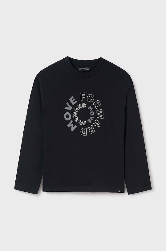 Dětské bavlněné tričko s dlouhým rukávem Mayoral kulatý černá 842.7A.Junior.9BYH