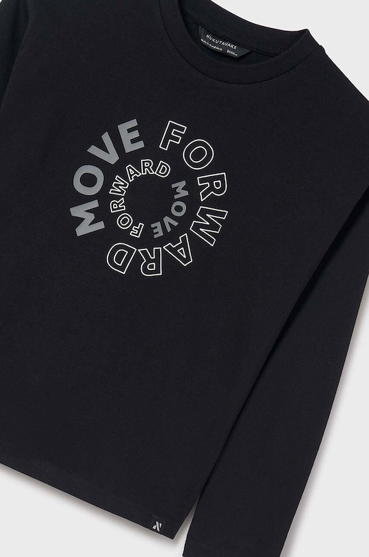 Dětské bavlněné tričko s dlouhým rukávem Mayoral 842.7A.Junior.9BYH černá AW24