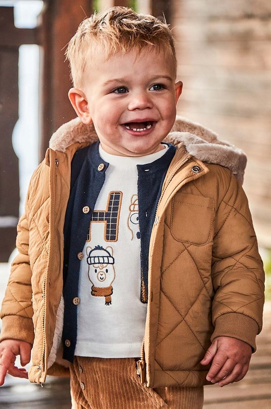 Băieți Mayoral longsleeve din bumbac pentru bebeluși 2030.3B.Baby.9BYH bej