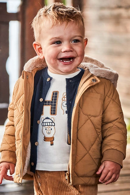 Băieți Mayoral longsleeve din bumbac pentru bebeluși 2030.3B.Baby.9BYH bej