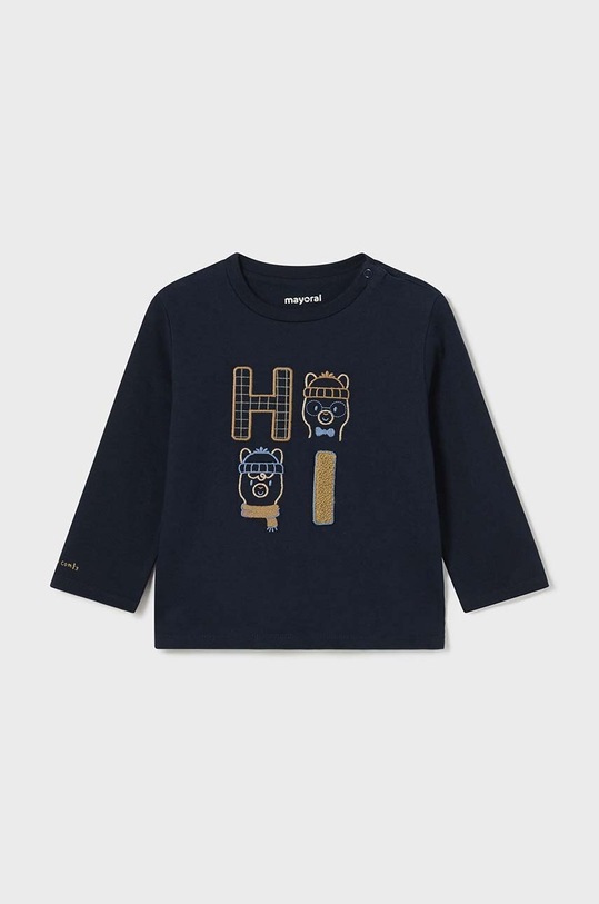 Dětské bavlněné tričko s dlouhým rukávem Mayoral kulatý námořnická modř 2030.3B.Baby.9BYH
