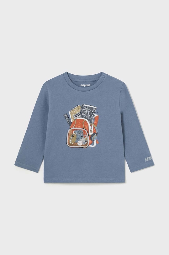 Dětské bavlněné tričko s dlouhým rukávem Mayoral kulatý modrá 2033.3C.Baby.9BYH