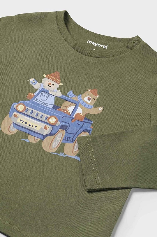 Dětské bavlněné tričko s dlouhým rukávem Mayoral 2034.3D.Baby.9BYH zelená AW24
