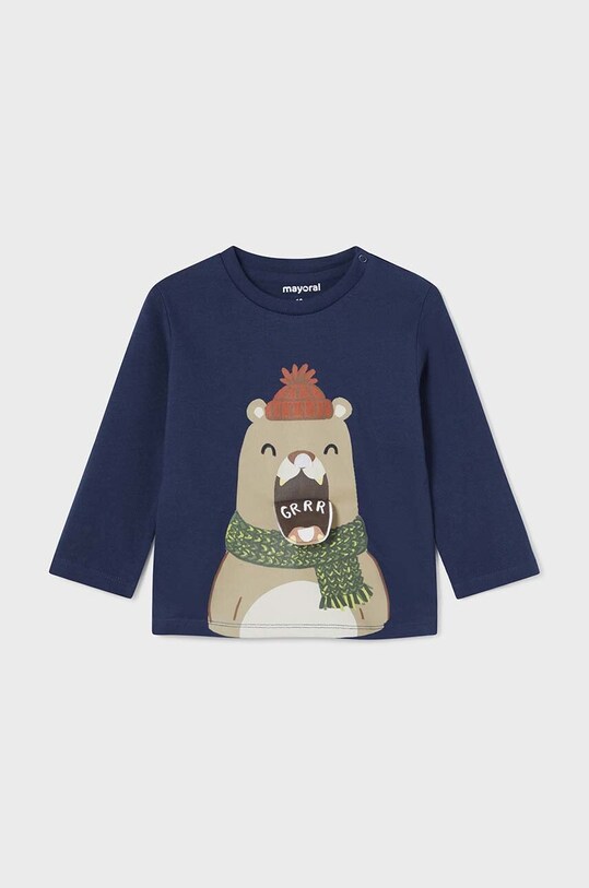 Mayoral longsleeve bawełniany niemowlęcy nadruk granatowy 2035.3D.Baby.9BYH
