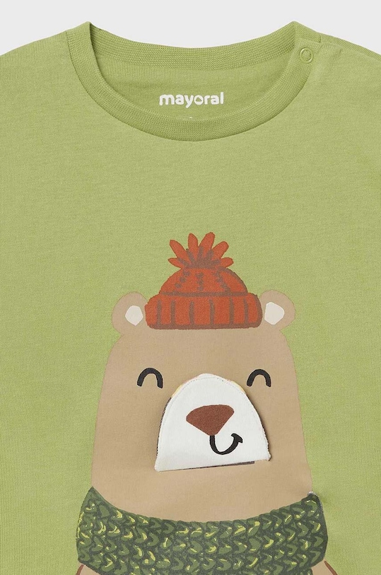 Mayoral longsleeve bawełniany niemowlęcy 2035.3D.Baby.9BYH zielony AW24