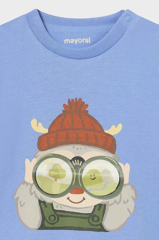 Dětské bavlněné tričko s dlouhým rukávem Mayoral 2036.3D.Baby.9BYH modrá AW24