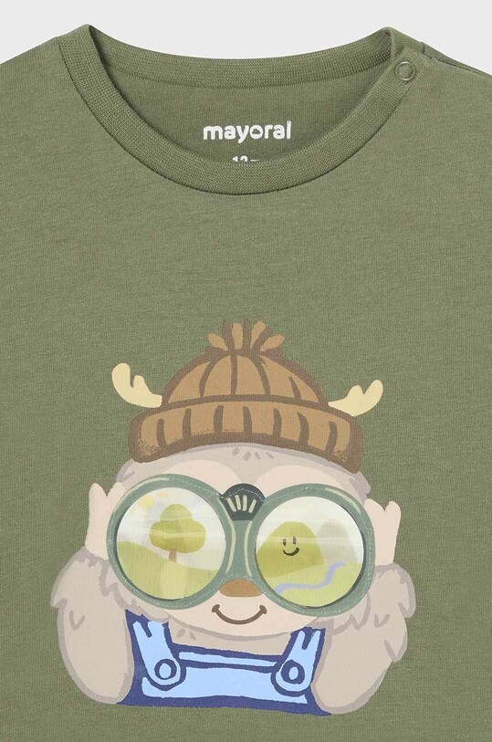 Mayoral longsleeve din bumbac pentru bebeluși 2036.3D.Baby.9BYH verde AW24