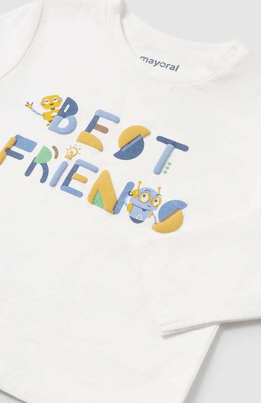 Dětské bavlněné tričko s dlouhým rukávem Mayoral 2039.3F.Baby.9BYH béžová AW24