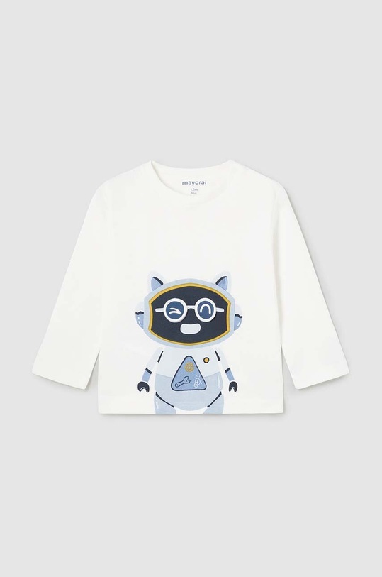 Mayoral longsleeve bawełniany niemowlęcy nadruk beżowy 2040.3F.Baby.9BYH