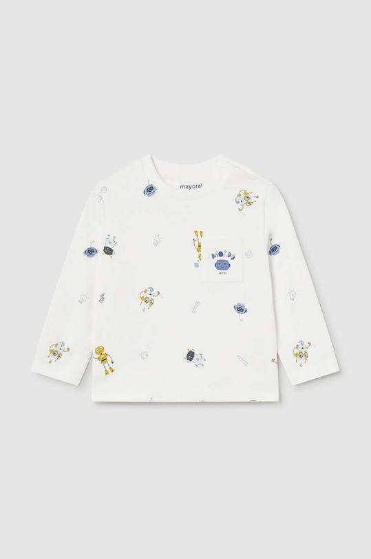 Mayoral longsleeve bawełniany niemowlęcy wzorzyste beżowy 2041.3F.Baby.9BYH