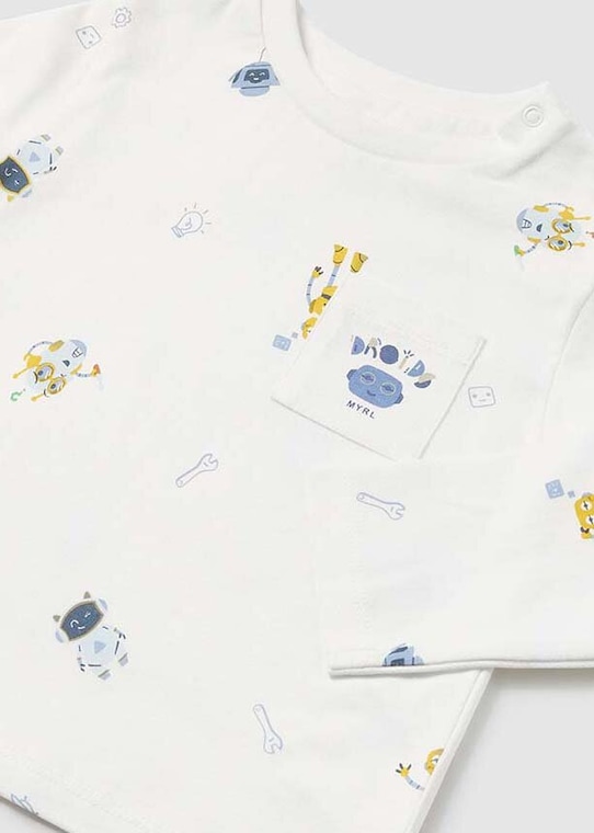 Mayoral longsleeve bawełniany niemowlęcy 2041.3F.Baby.9BYH beżowy AW24