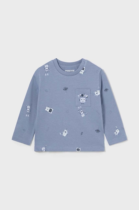 Mayoral longsleeve bawełniany niemowlęcy wzorzyste niebieski 2041.3F.Baby.9BYH