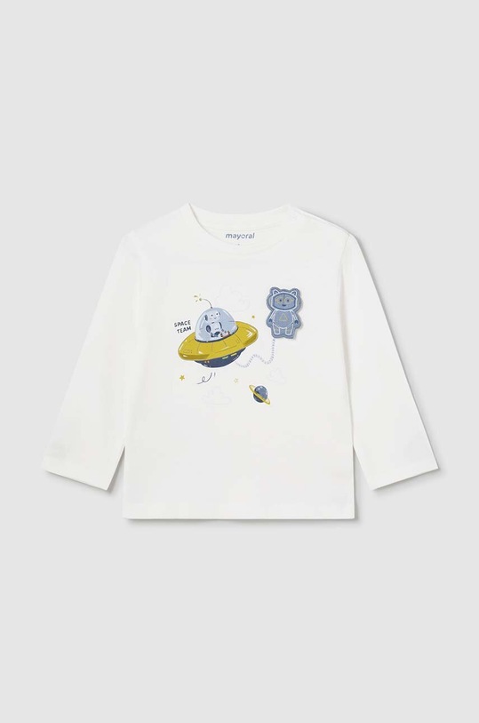 Dětské bavlněné tričko s dlouhým rukávem Mayoral kulatý béžová 2042.3F.Baby.9BYH