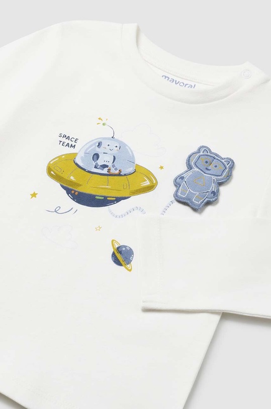 Dětské bavlněné tričko s dlouhým rukávem Mayoral 2042.3F.Baby.9BYH béžová AW24