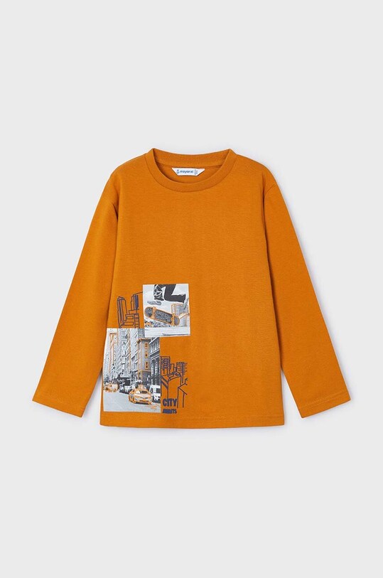 Dětské bavlněné tričko s dlouhým rukávem Mayoral 4048.5E.Mini.9BYH oranžová AW24