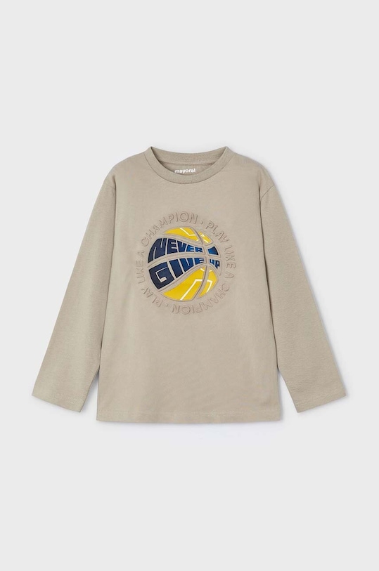 Dětské bavlněné tričko s dlouhým rukávem Mayoral 4050.5E.Mini.9BYH béžová AW24