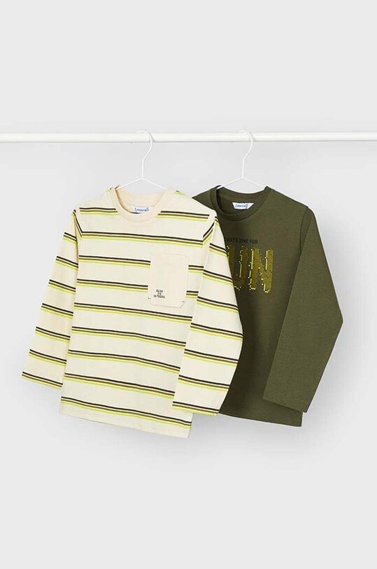 Mayoral longsleeve din bumbac pentru copii 2-pack print verde 4053.5F.Mini.9BYH